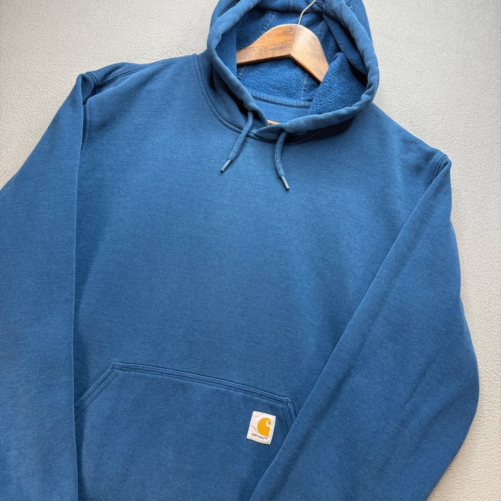 Carhartt K121 Original Fit Hoodie Mens Large Blue Cotton Blend Pullover Workwear
